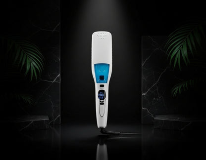 Professional Salon Steam Straighteners for Hair, Vapor Steam Flat Iron Ceramic Tourmaline Hair Straightener, Fast Heat up, LED Display, Dual Voltage, White