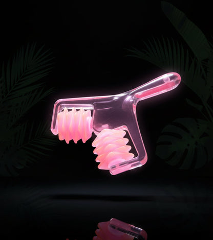 Jade Roller Massager, Slimming Chin Massage Roller for Face Massager Skin Firming Beauty Tools Face Massager, Rose, Step