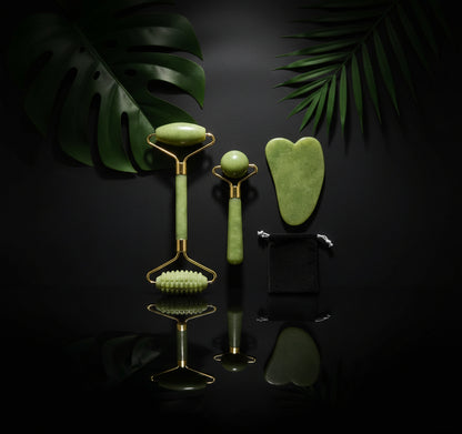 Guasha Gua Sha Face Set, Jade Roller for Face and Gua Sha Authentic Face and Body Massager for Skin Calming