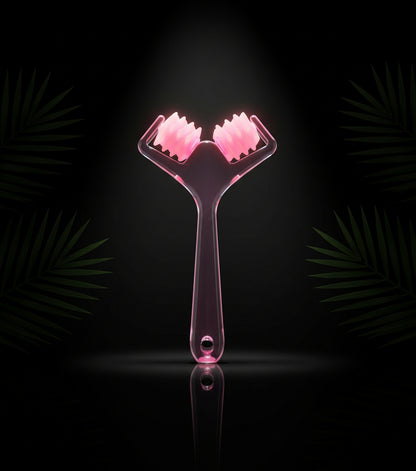 Jade Roller Massager, Slimming Chin Massage Roller for Face Massager Skin Firming Beauty Tools Face Massager, Rose, Step