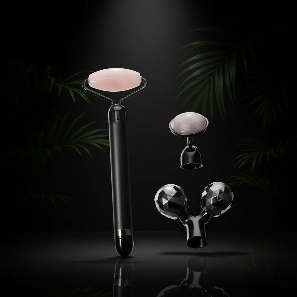 1 Set Jade Massager Natural Jade Roller Facial Roller Massager Vibrating Facial Roller Tools For Facial Massage Crystal Stick 3D Zinc Alloy The Face