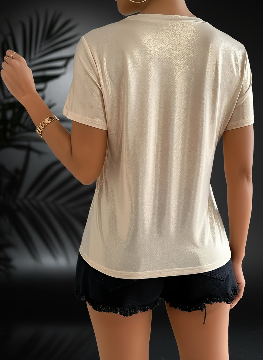 Milano Italy" Graphic T-Shirt - Sparkling Champagne Golden