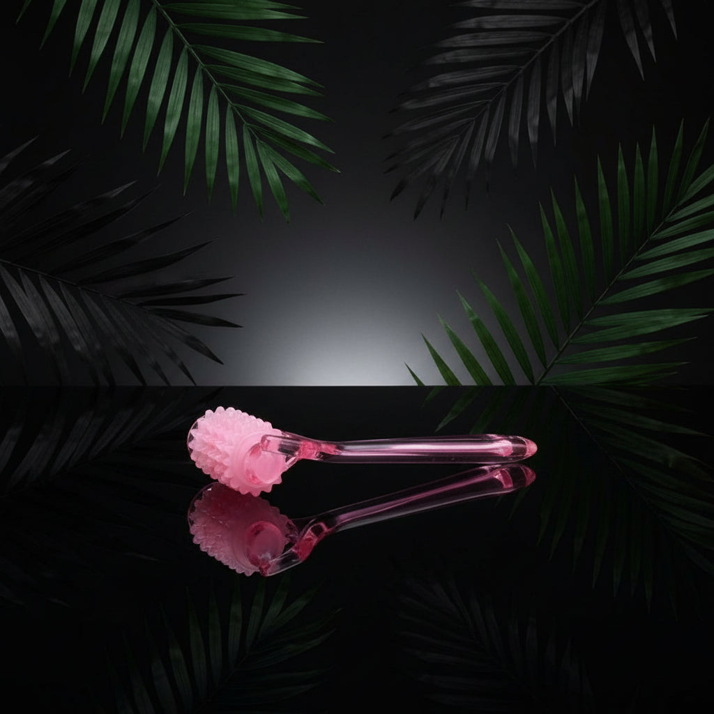 Jade Roller Massager, Slimming Chin Massage Roller for Face Massager Skin Firming Beauty Tools Face Massager, Rose, Step