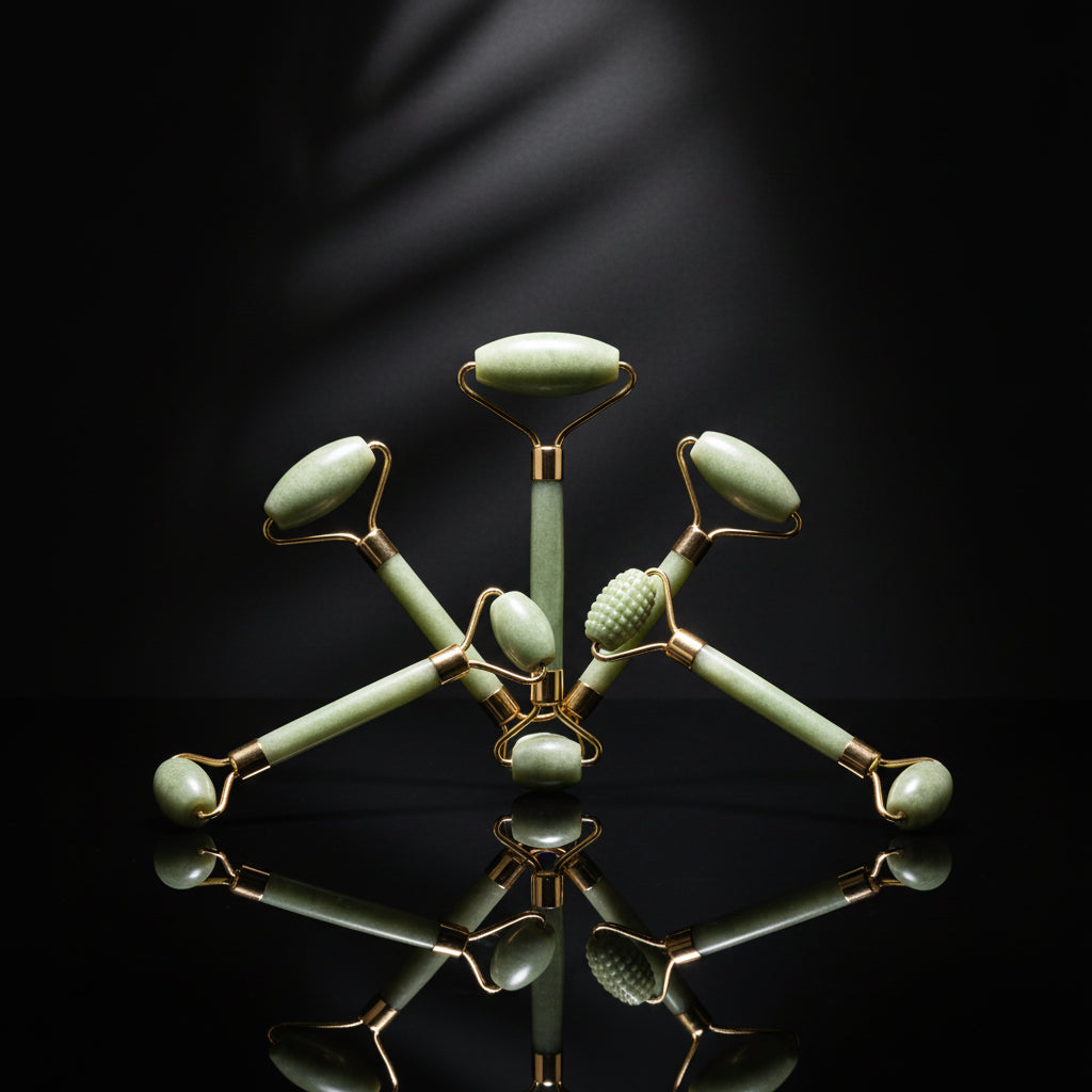 Mipcase Beauty Jade Roller 2pcs Facial Massage Roller For Wrinkles Skin Tightening For Daily Skin Care