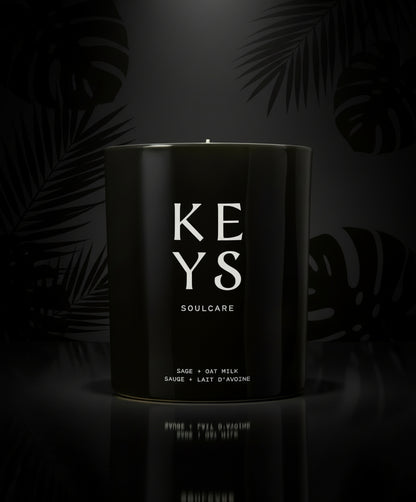 Keys Soulcare Salie + havermelkkaars, enkele lont huisgeur, kalmerend + ontspannende geur voor lichaam en geest, sojawas, veganistisch, dierproefvrij, 7,5 oz