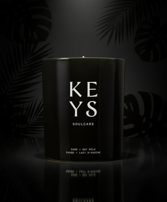 Keys Soulcare Salie + havermelkkaars, enkele lont huisgeur, kalmerend + ontspannende geur voor lichaam en geest, sojawas, veganistisch, dierproefvrij, 7,5 oz