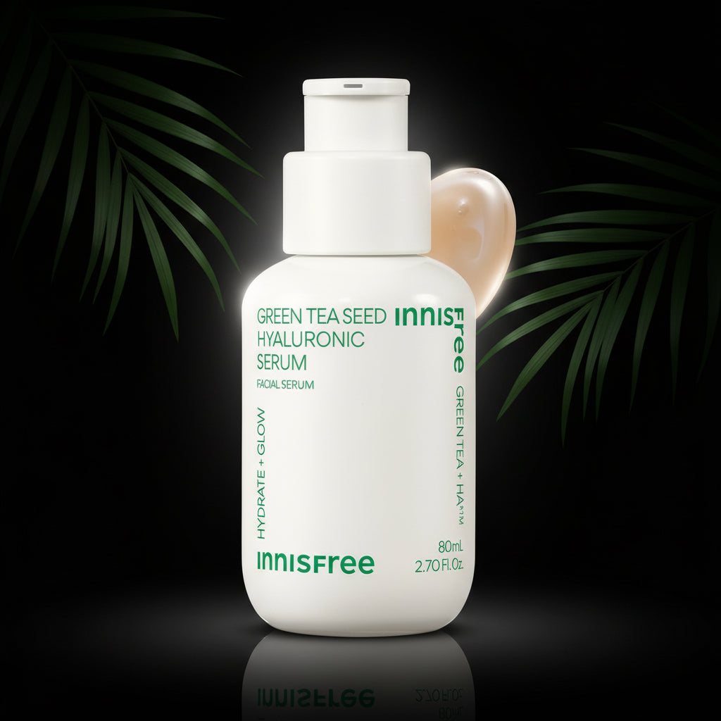 innisfree Green Tea Seed Hyaluronic Serum with Panthenol and Niacinamide, Korean Face Serum for Hydration and Glow