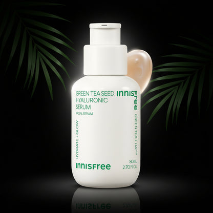innisfree Green Tea Seed Hyaluronic Serum with Panthenol and Niacinamide, Korean Face Serum for Hydration and Glow