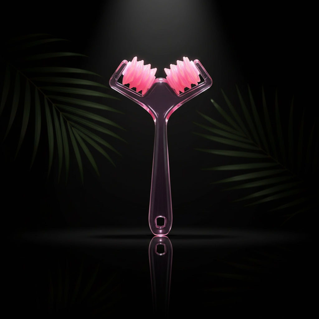 Jade Roller Massager, Slimming Chin Massage Roller for Face Massager Skin Firming Beauty Tools Face Massager, Rose, Step