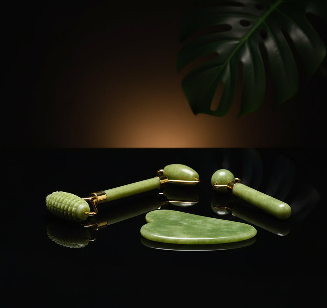Guasha Gua Sha Face Set, Jade Roller for Face and Gua Sha Authentic Face and Body Massager for Skin Calming