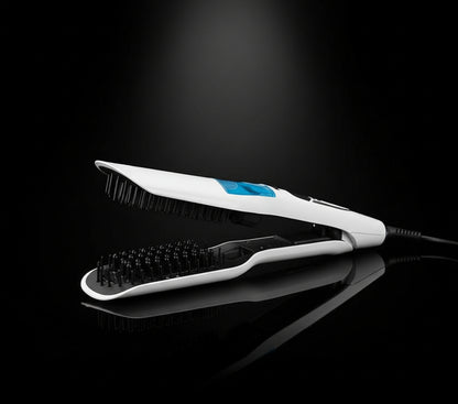 Professional Salon Steam Straighteners for Hair, Vapor Steam Flat Iron Ceramic Tourmaline Hair Straightener, Fast Heat up, LED Display, Dual Voltage, White