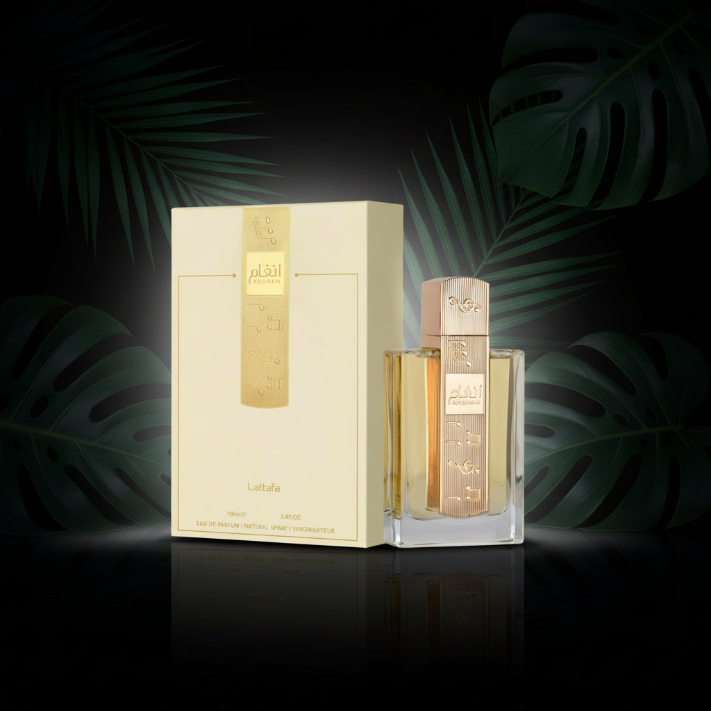 Angham Original Eau de Parfum, 100 ml, Arabic Perfume Long Life, Includes Refillable Atomizer, 5 ml, Oriental Fragrance with Notes of Mandarin, Pink Pepper and Vanilla (Angham)