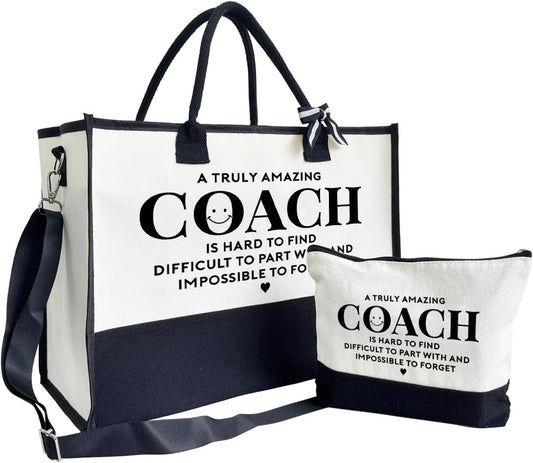 Amazing Coach Tote Bag, Canvas Tote Bag for Women, Shoulder Beach Bag, Thank You Gift for Female Coach, Coach Gifts for Women, Travel Bag Gifts for Coach, Canvas Tote Bag With Zipper, Makeup Bag