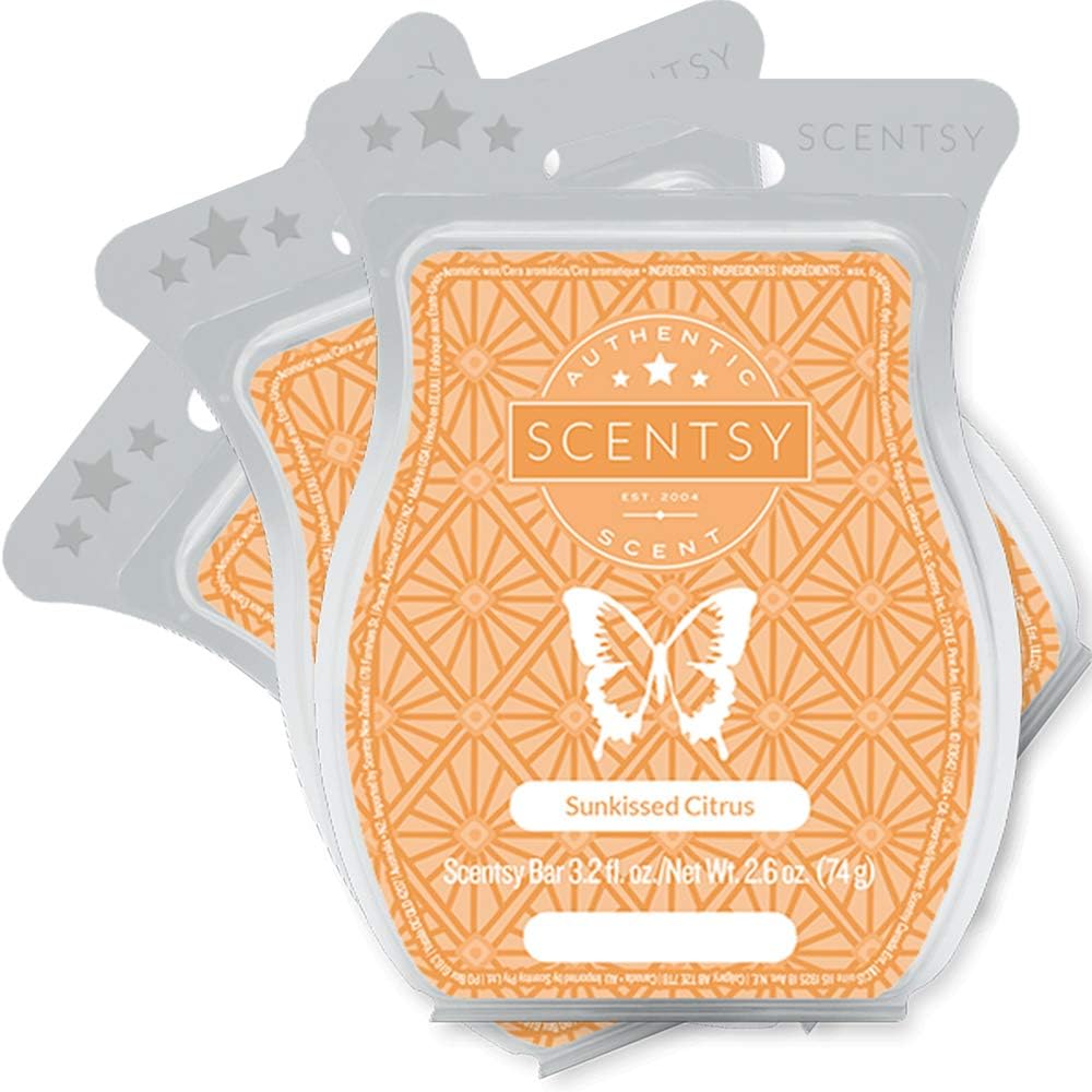 , Sunkissed Citrus, Wickless Candle Tart Warmer Wax 3.2 Oz Bar, 3-Pack (3)