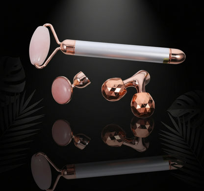 1 Set Jade Massager Natural Jade Roller Facial Roller Massager Vibrating Facial Roller Tools For Facial Massage Crystal Stick 3D Zinc Alloy The Face