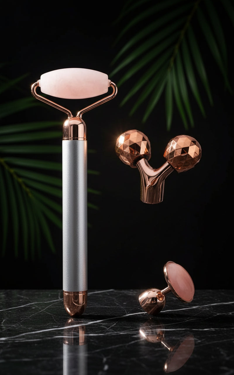 1 Set Jade Massager Natural Jade Roller Facial Roller Massager Vibrating Facial Roller Tools For Facial Massage Crystal Stick 3D Zinc Alloy The Face