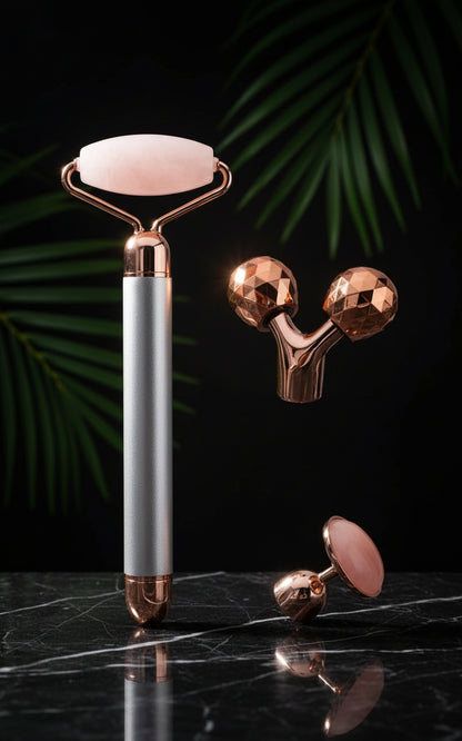 1 Set Jade Massager Natural Jade Roller Facial Roller Massager Vibrating Facial Roller Tools For Facial Massage Crystal Stick 3D Zinc Alloy The Face