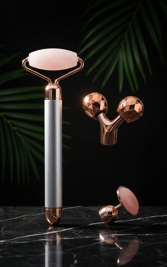 1 Set Jade Massager Natural Jade Roller Facial Roller Massager Vibrating Facial Roller Tools For Facial Massage Crystal Stick 3D Zinc Alloy The Face