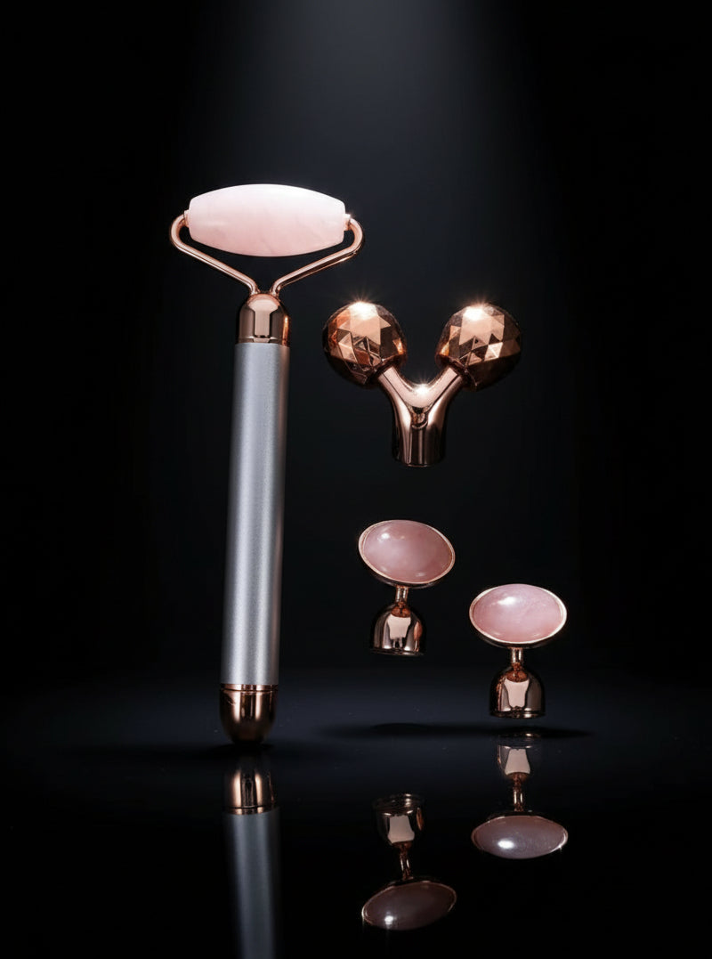 1 Set Jade Massager Natural Jade Roller Facial Roller Massager Vibrating Facial Roller Tools For Facial Massage Crystal Stick 3D Zinc Alloy The Face