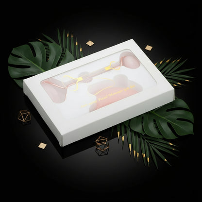 GeeRic Jade Roller & Gua Sha Scraping Massage Tool Anti-Aging Quartz 100% Natural Facial Jade Stone Set - Face Eye Neck Beauty Roller for Slimming & Firming - Rejuvenate Skin and