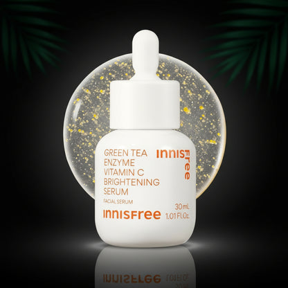 innisfree Green Tea Enzyme Vitamin C Serum for Dark Spot Fading, Korean Face Serum for Glow and Radiance