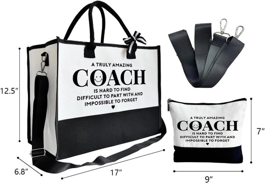 Amazing Coach Tote Bag, Canvas Tote Bag for Women, Shoulder Beach Bag, Thank You Gift for Female Coach, Coach Gifts for Women, Travel Bag Gifts for Coach, Canvas Tote Bag With Zipper, Makeup Bag