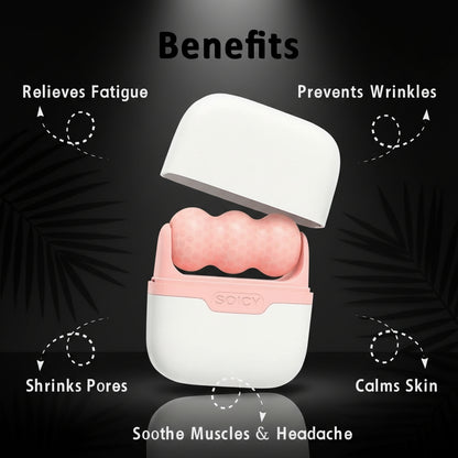 Ice Roller for Face and Eyes - Facial Skin Care Tools with 2 in 1 Roller and Travel Case to Reduce Puffiness and Relief Migraine, Pain. Women Gift (Pink)