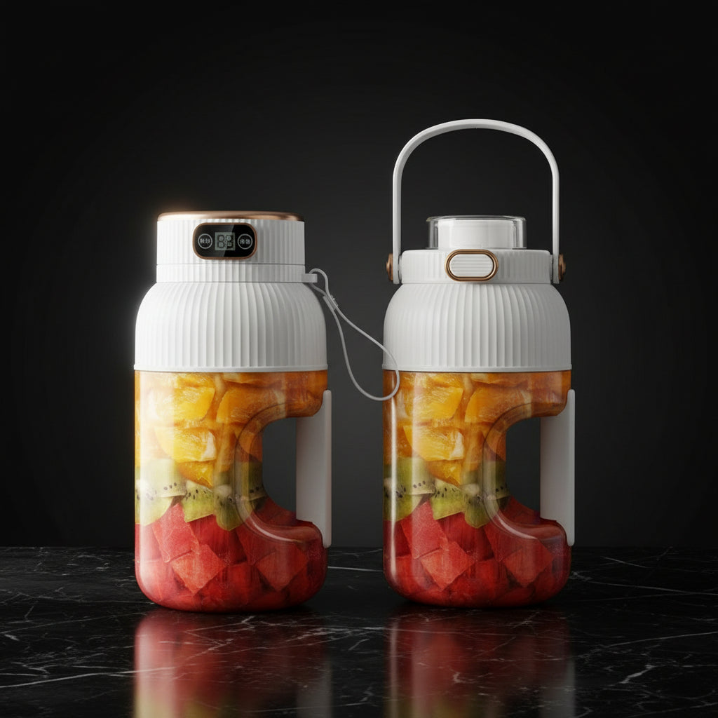 large portable blender,powerful motor driving ten-blade cutter head, dual large-capacity batteries, TYPE-C fast charging head, 42Oz (1200ml) large capacity (WHITE WITH LID)