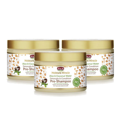 African Pride Moisture Miracle Pre-Shampoo Hair Detangler with Aloe & Coconut Water | Minimizes Breakage, Hydrates & Strengthens | Pre-Poo Treatment for Natural Coils & Curls | 18 oz.