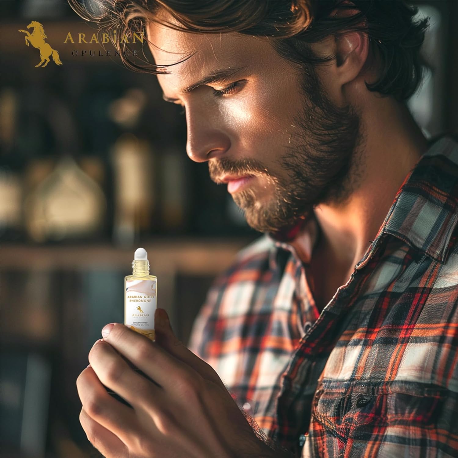 Arabian Gold Pheromone Roll-on Perfume Oil | Concentrated Fragrance | Long Lasting Oil Based Perfume for Men and Women | Travel Size Bottle Alcohol-Free (15ml)