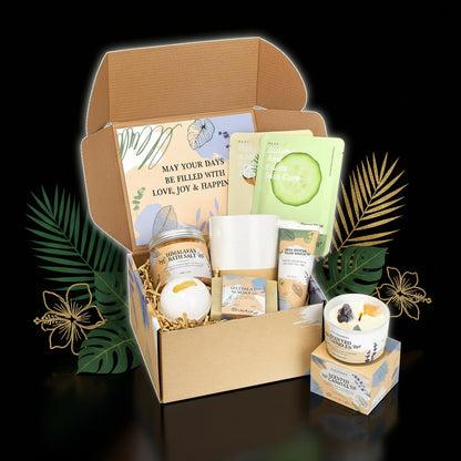 Gifts for Women, Birthday Gifts for Women Spa Gifts for Women Self Care Gift Baskets Christmas Gifts Relaxing Bath Set with Crystal Scented Candle for Mom Sister Wife Friendship