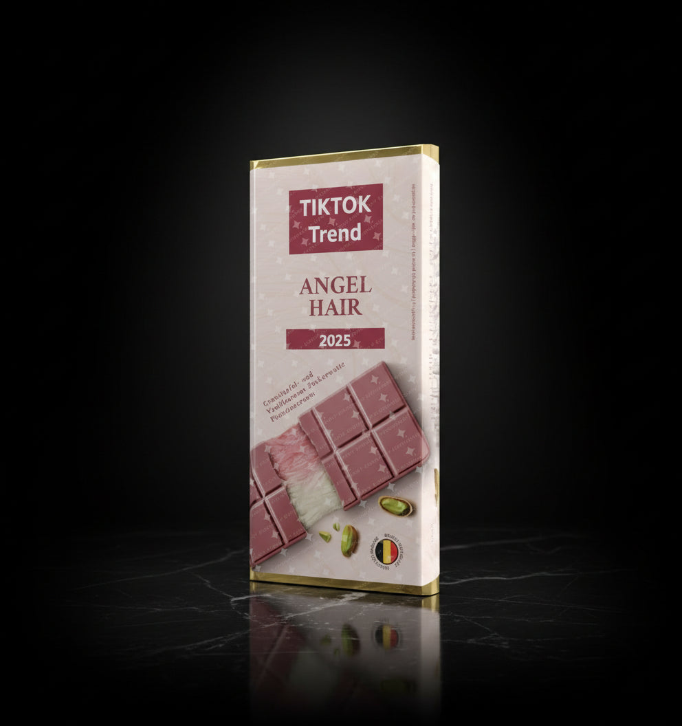 Angel hair chocolade - Angel Hair roze roze - met een fijn vanillearoma, granaatappel & suikerspin & pistachecrème - 60 gr - Dubai chocolade 2.0