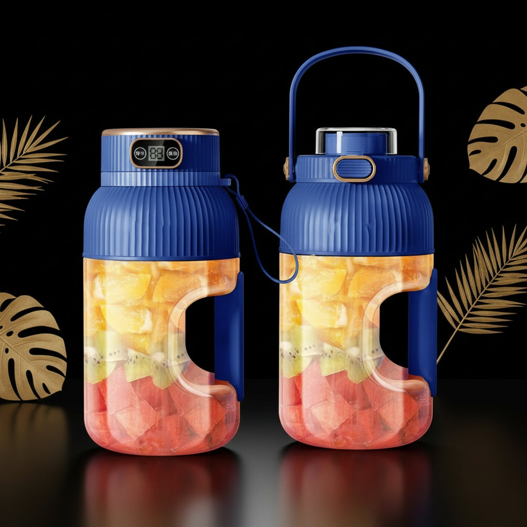 large portable blender,powerful motor driving ten-blade cutter head, dual large-capacity batteries, TYPE-C fast charging head, 42Oz (1200ml) large capacity (WHITE WITH LID)