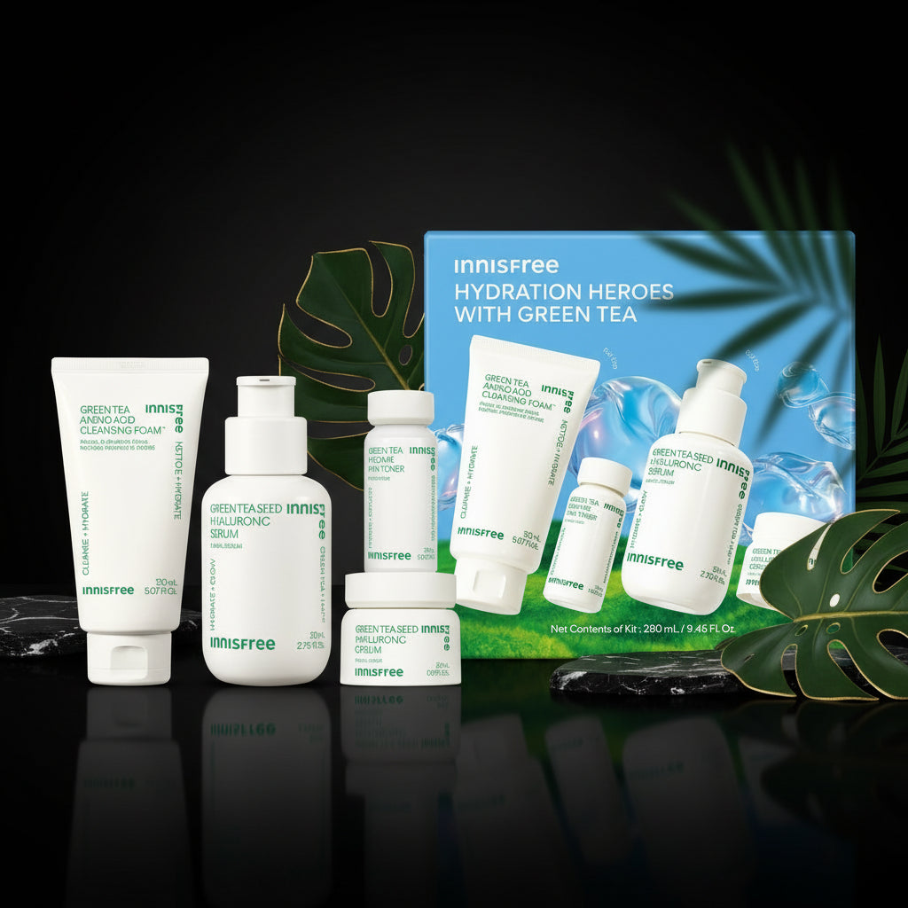 innisfree Green Tea Seed Hyaluronic Serum with Panthenol and Niacinamide, Korean Face Serum for Hydration and Glow