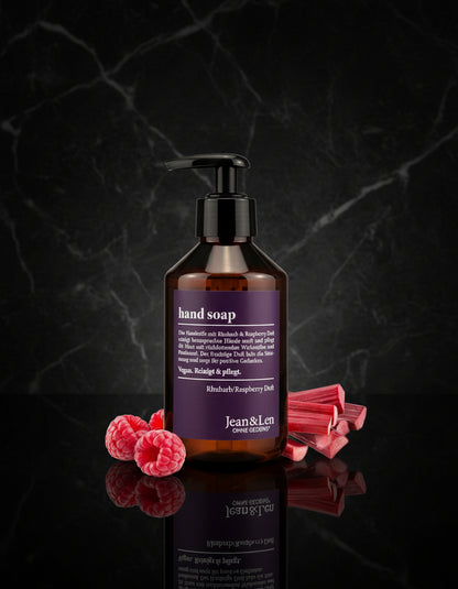 Jean & Len Alchimiste Handzeep Rabarber & Framboos, vloeibare zeep in pompdispenser voor schone en verzorgde handen, fruitige geur, zonder parabenen & siliconen, veganistisch, 250 ml
