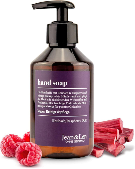 Jean & Len Alchimiste Handzeep Rabarber & Framboos, vloeibare zeep in pompdispenser voor schone en verzorgde handen, fruitige geur, zonder parabenen & siliconen, veganistisch, 250 ml