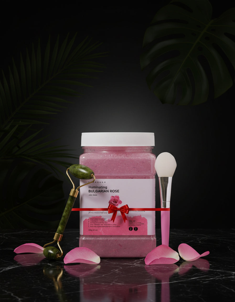 Jelly Mask for Facials - 12 Flavors Moisturizing & Brightening Jelly Face Masks | Free Jade Roller & Spatula | Bulgarian Rose, Lavender, Hyaluronic Acid, 24K Gold Face Mask Skin Care |