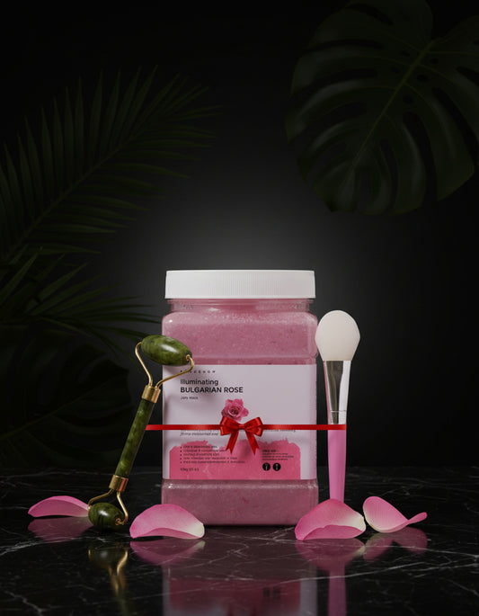 Jelly Mask for Facials - 12 Flavors Moisturizing & Brightening Jelly Face Masks | Free Jade Roller & Spatula | Bulgarian Rose, Lavender, Hyaluronic Acid, 24K Gold Face Mask Skin Care |