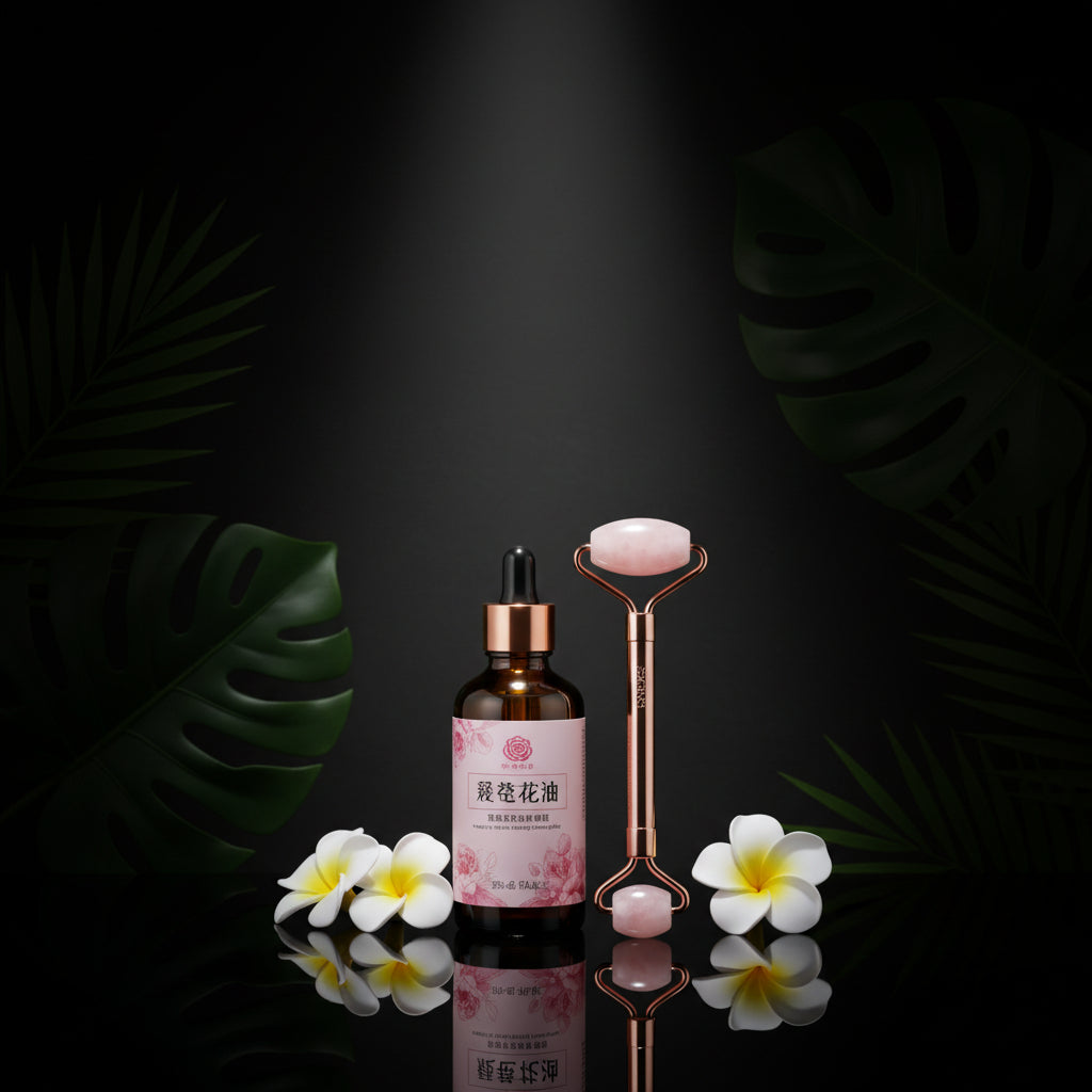 Rozenkwarts Jade Huidverzorging Set-Jade Roller Face Roller, Facial Beauty Roller Huidverzorging Gereedschap+Jade Ei Zorgen Stenen Ei Rotskristal Bulk Edelsteen Gepolijste Minerale Rock Ei