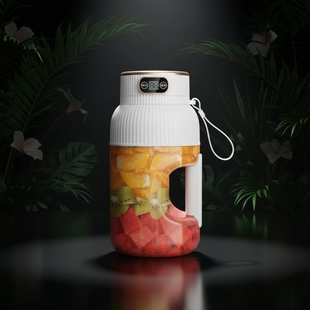 large portable blender,powerful motor driving ten-blade cutter head, dual large-capacity batteries, TYPE-C fast charging head, 42Oz (1200ml) large capacity (WHITE WITH LID)