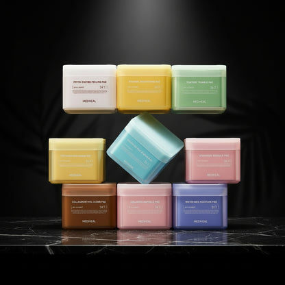 MEDIHEAL Collageen Ampoule Pad - Vierkante Katoenen Gezichtstoner Pads Collageen & Ceramide - Huidversteviging & Elasticiteit Herstellen - Rimpels & Lijntjes Strakker - Vegan Eco Silk Pads, 100 Pads