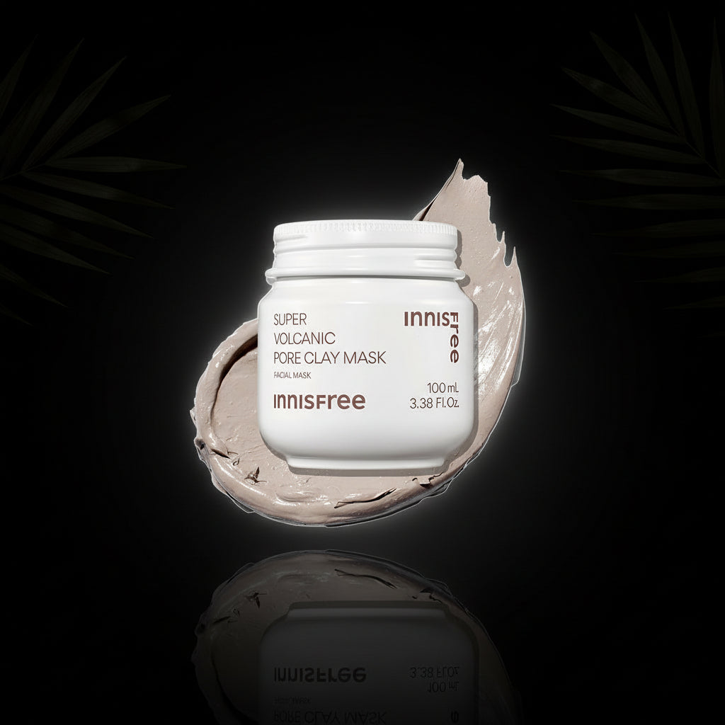innisfree Super Volcanic Pore Clay Mask, Korean Pore Clearing Clay Mask with Volcanic Clusters and AHA