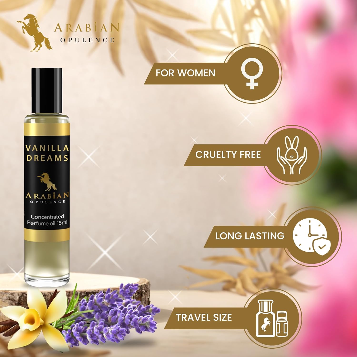 FR99 Vanilla Dreams Roll-on Perfume Oil for Women, Luxurious and Concentrated Long Lasting Perfume Oil, Alcohol-Free Travel Size Body Scent for All-Day Freshness (15ml)