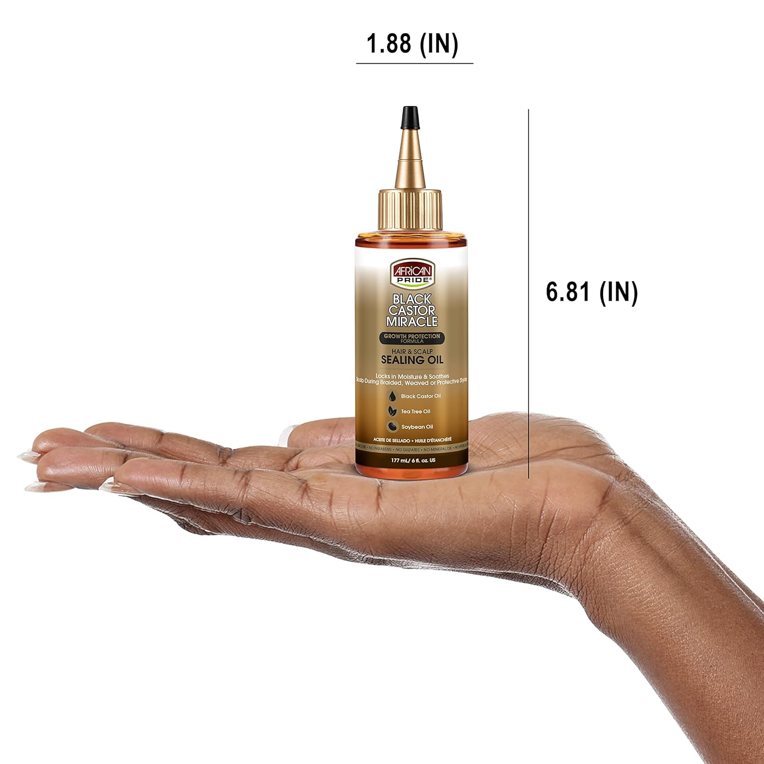 African Pride Black Castor Miracle Hair & Scalp Sealing Oil - Locks in Moisture & Soothes, Contains Black Castor Oil, Tea Tree Oil, Soybean Oil 6 oz (3 Pack)