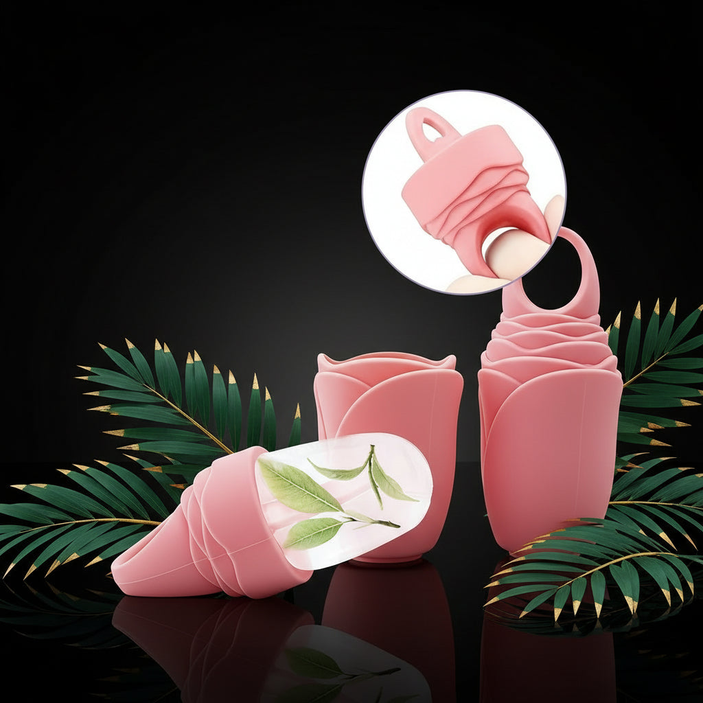 Ice Roller 3 Pieces, Reusable Silicone Facial Ice Hedgehog for Skin Care, Pore Reduction, Refreshment, Massage, Pink 1 + Purple 2