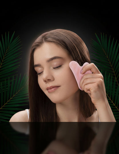 GUGUG Jade Roller and Gua Sha Set, Rose Quartz Roller with Guasha Stone, Facial Roller for Women, Massage Tool for Face, Neck and Body Muscles Relaxing