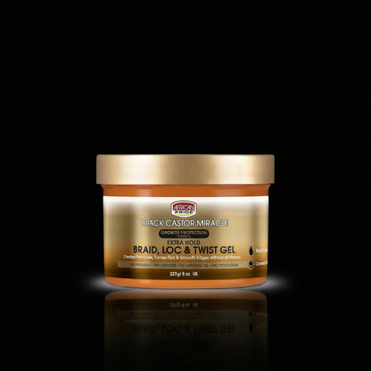 African Pride Black Castor Miracle Extra Hold Braid, Loc, Twist Gel, Tames Frizz & Edges, No Parabens, Sulfates, Mineral Oil or Petrolatum, Contains Black Castor & Coconut Oil