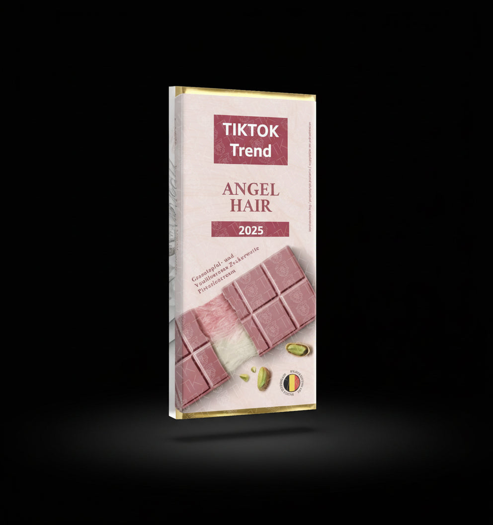 Angel Hair Chocoladeroze - met granaatappel, vanillesmaak, engelenhaar suikerspin & pistachecrème - reep 60 gram - Dubai Chocolate 2.0