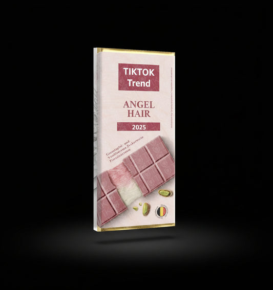 Angel Hair Chocoladeroze - met granaatappel, vanillesmaak, engelenhaar suikerspin & pistachecrème - reep 60 gram - Dubai Chocolate 2.0