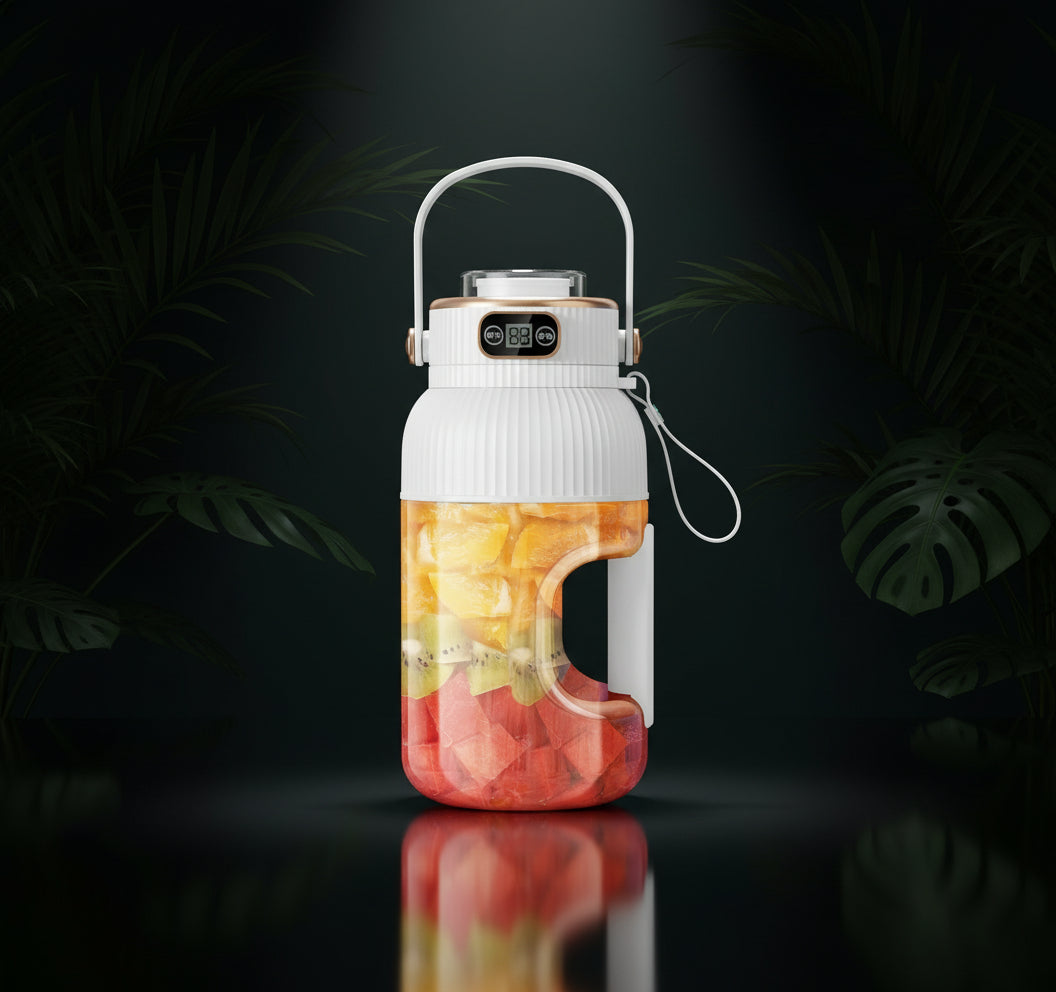 large portable blender,powerful motor driving ten-blade cutter head, dual large-capacity batteries, TYPE-C fast charging head, 42Oz (1200ml) large capacity (WHITE WITH LID)